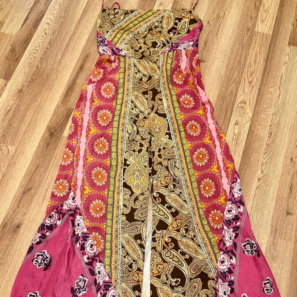 Free people jumpsuit, beautiful print, soft and flowy design